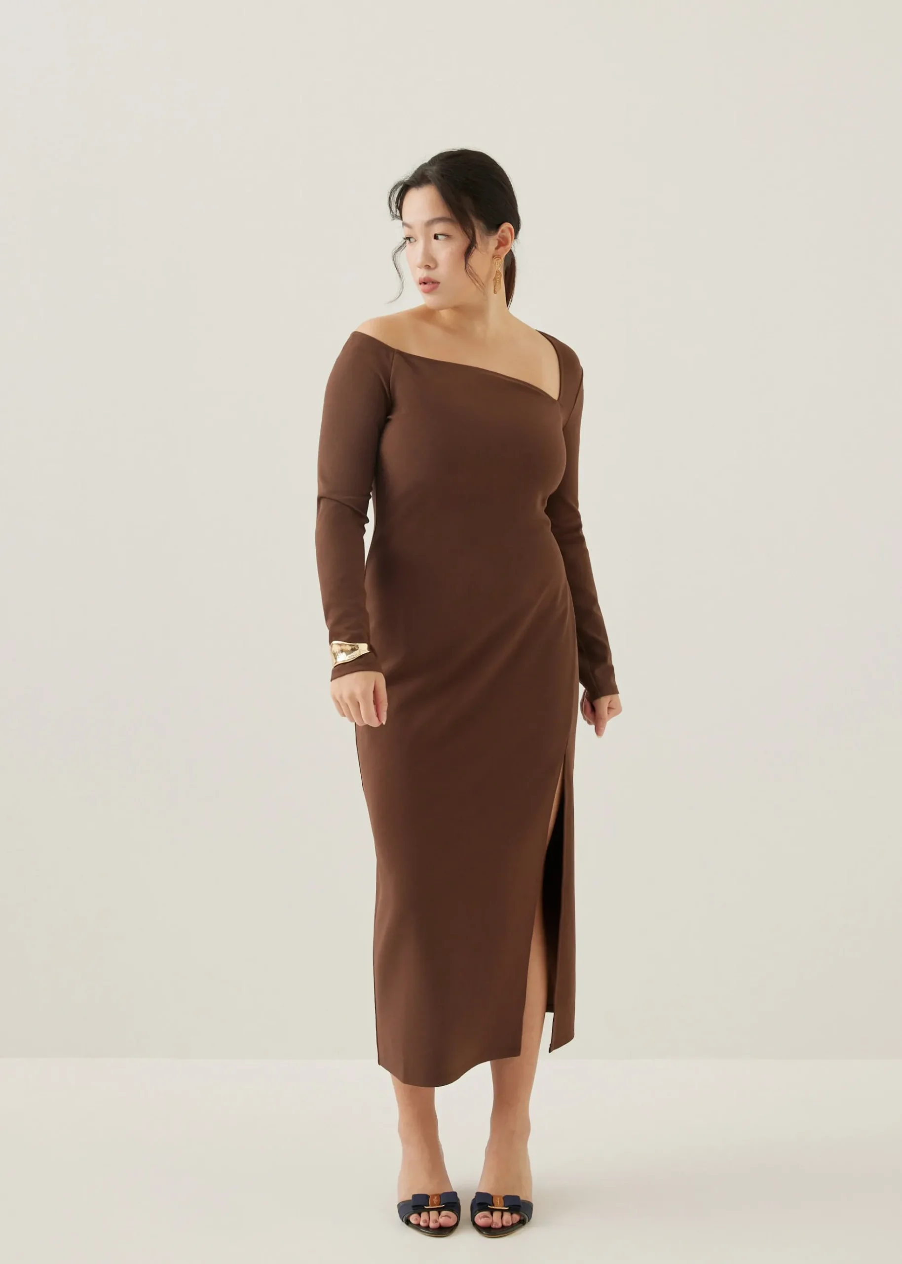 Jinri Asymmetric Bodycon Midi Dress