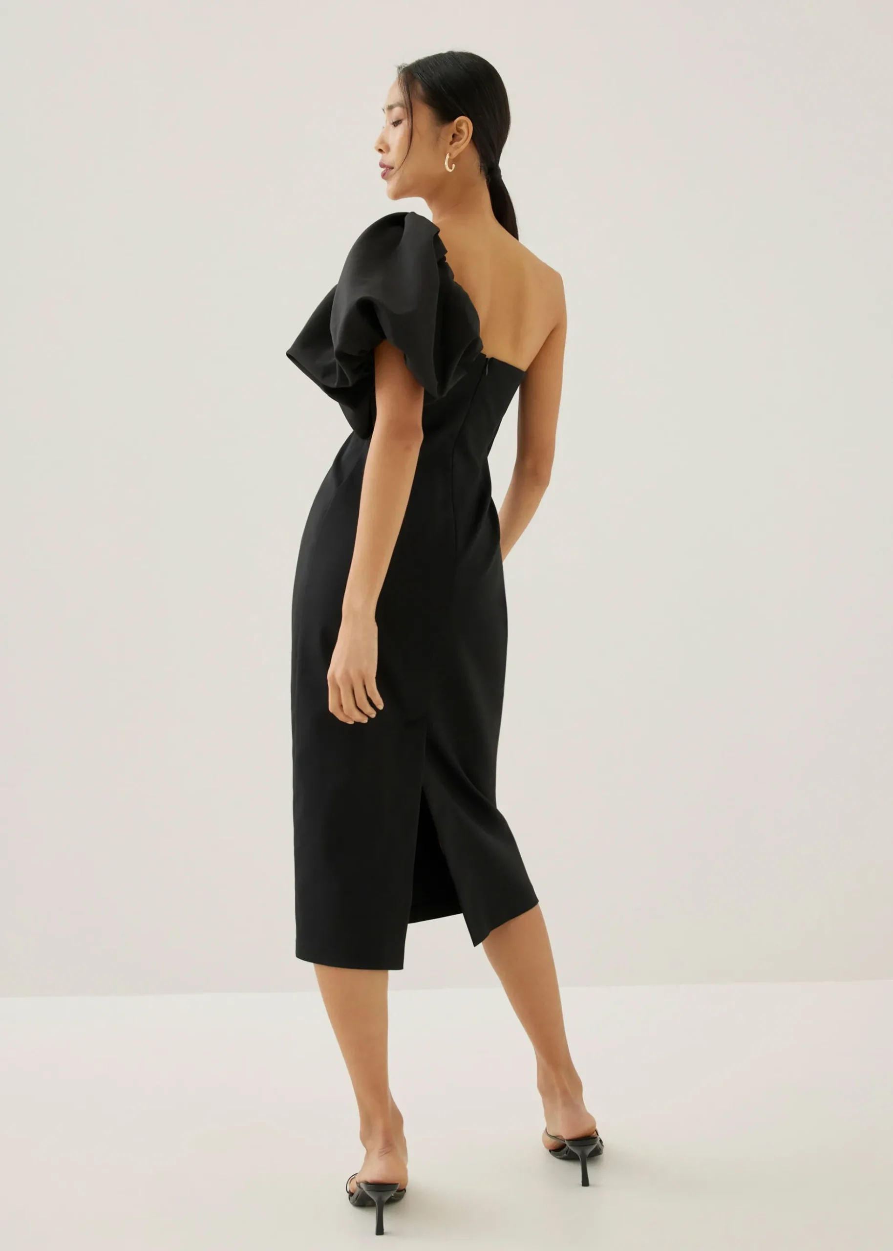 Joane Asymmetric Puff Sleeve Dress