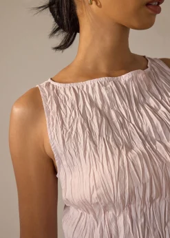 Joanne Crinkled Pleats Asymmetric Hem Top