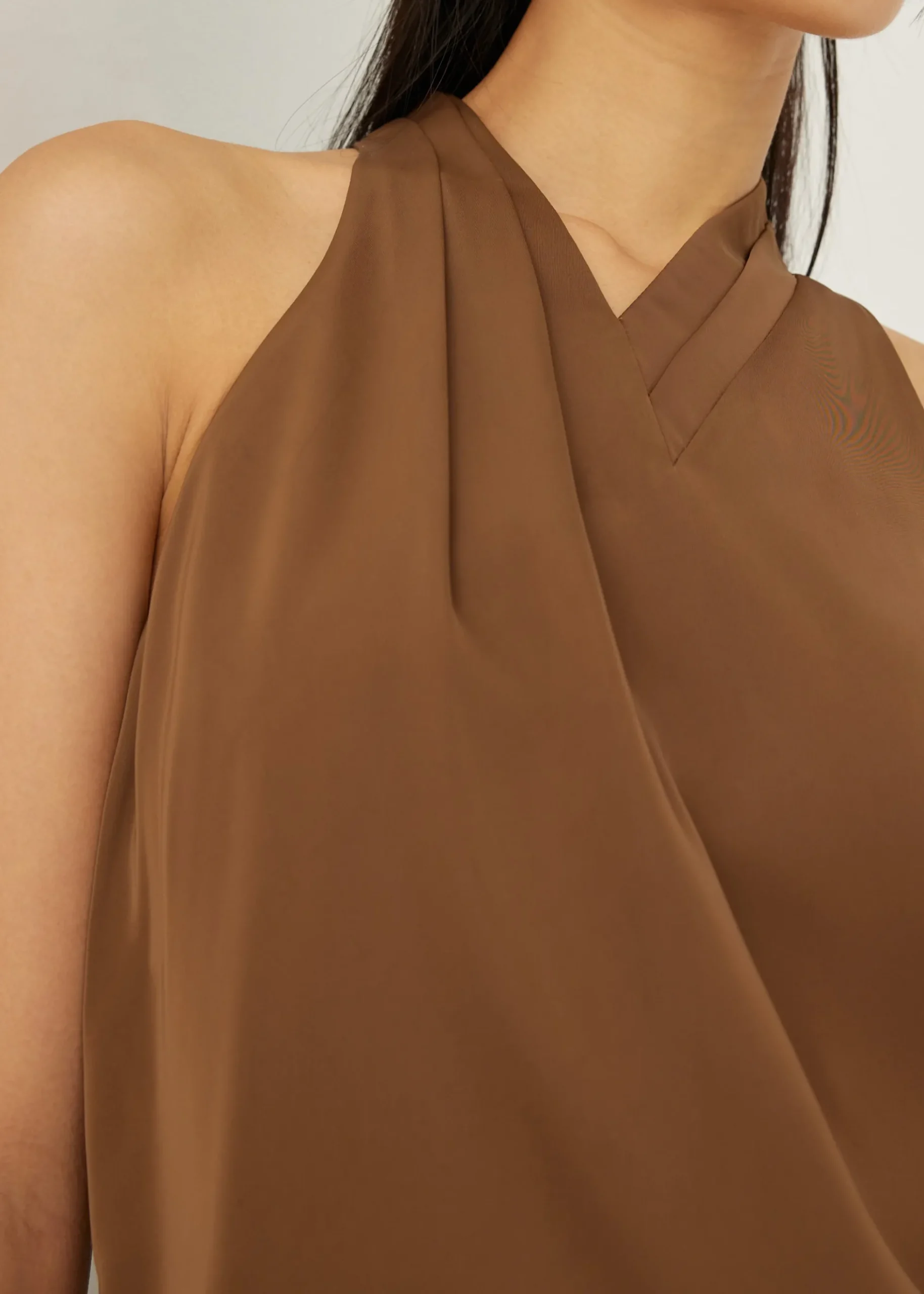 Jorja Satin Pleated Halter Top