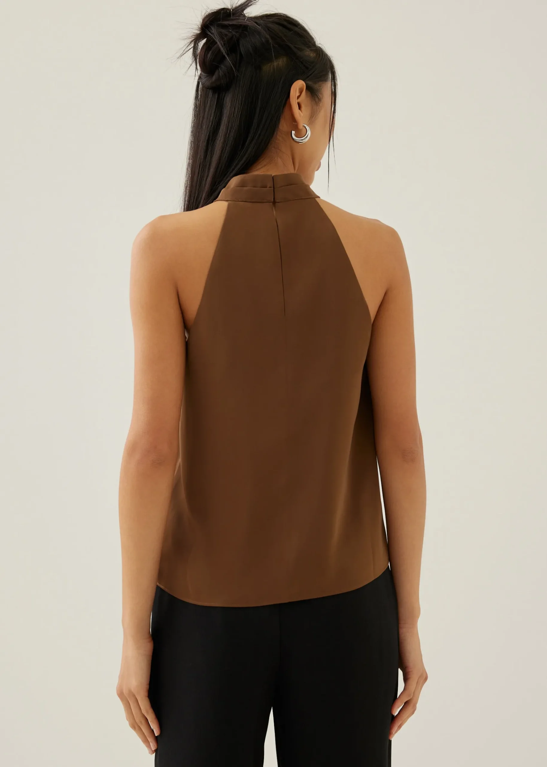 Jorja Satin Pleated Halter Top