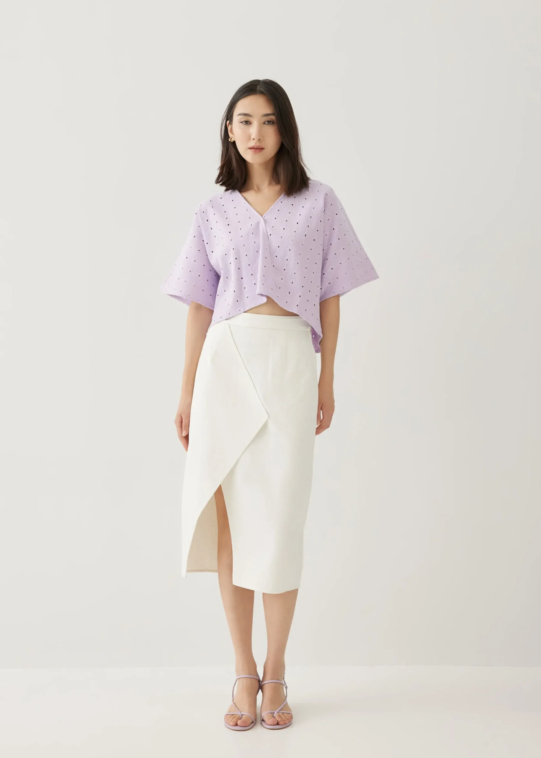 Josel Broderie V-neck Kimono Top