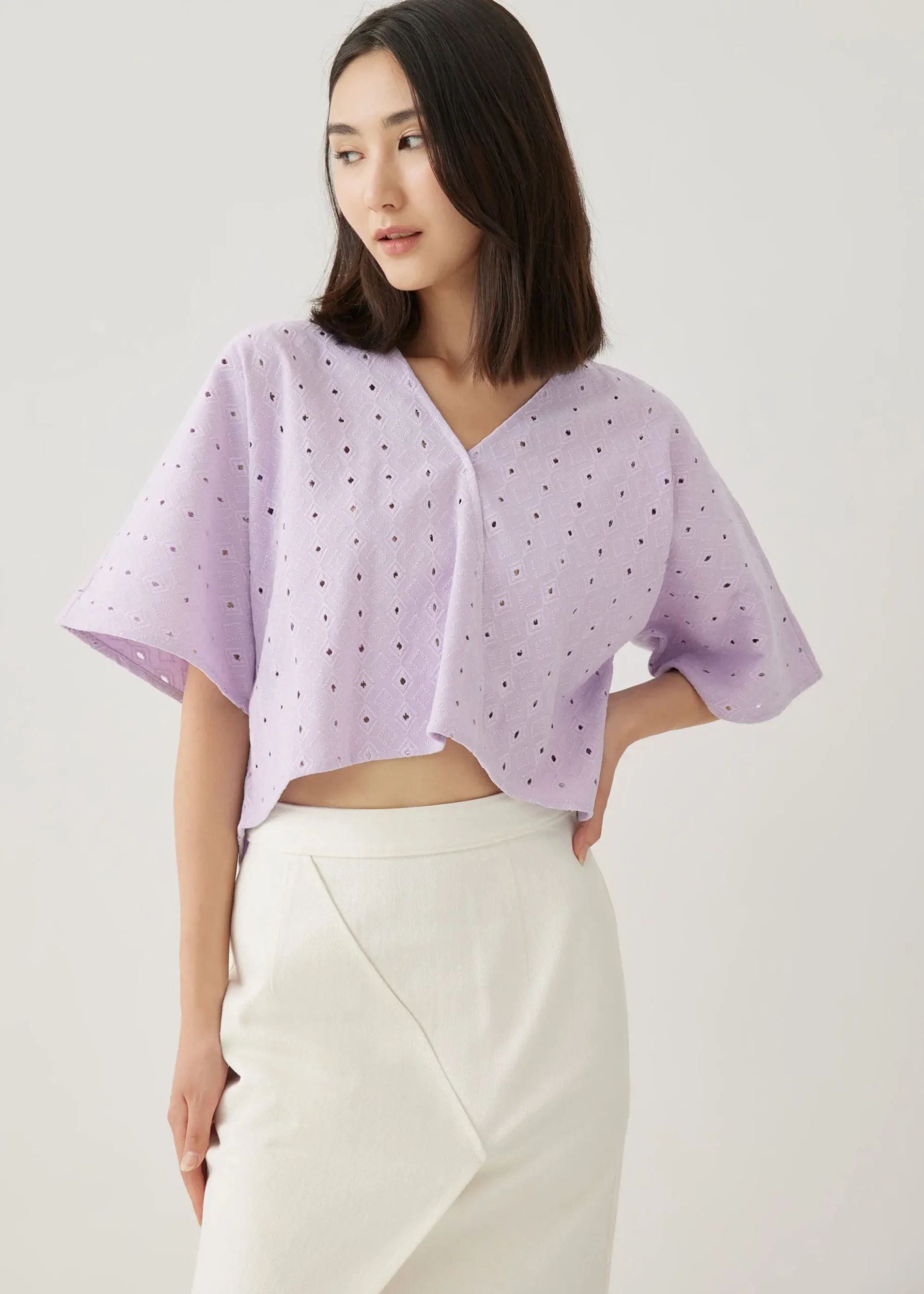 Josel Broderie V-neck Kimono Top