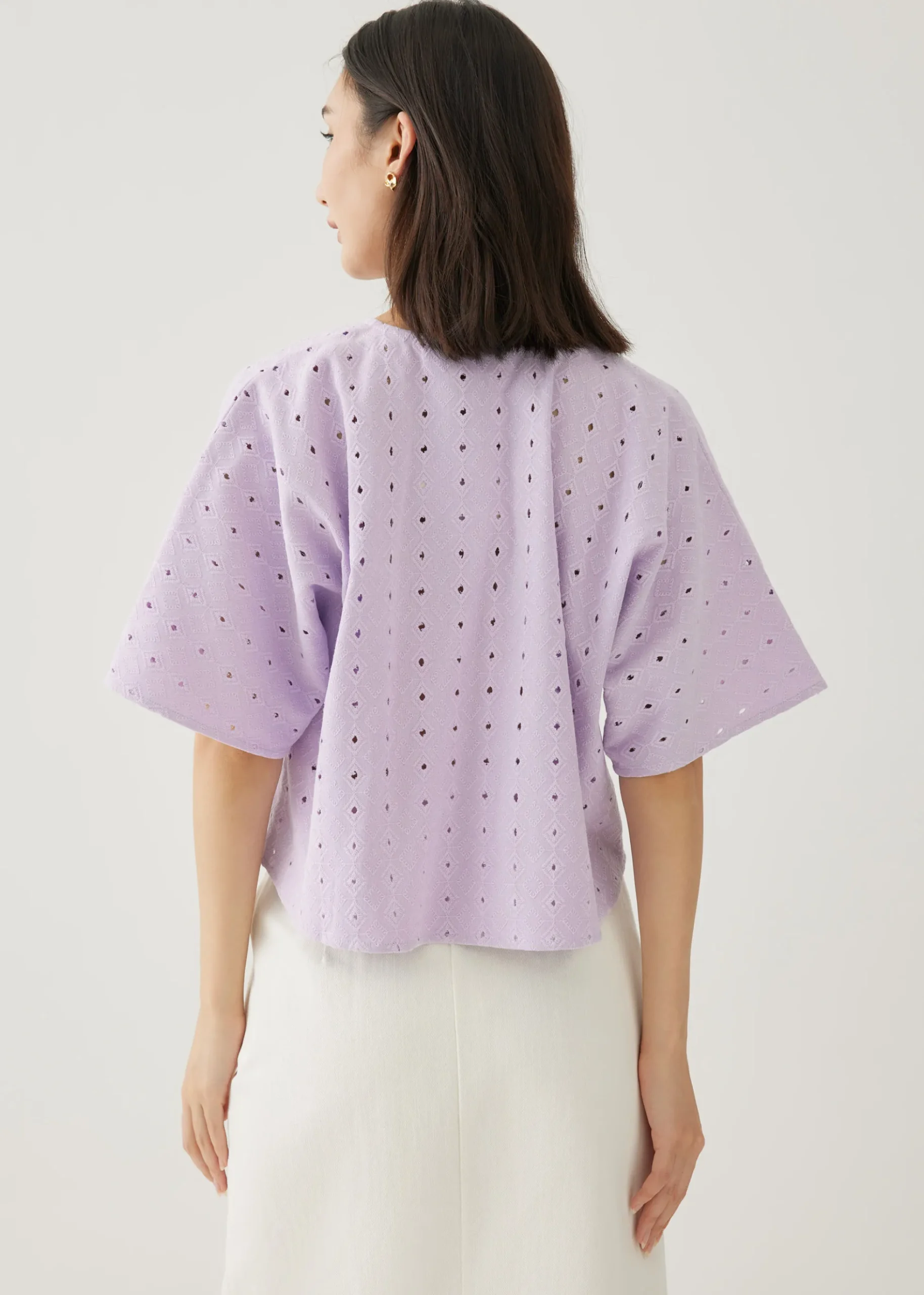 Josel Broderie V-neck Kimono Top