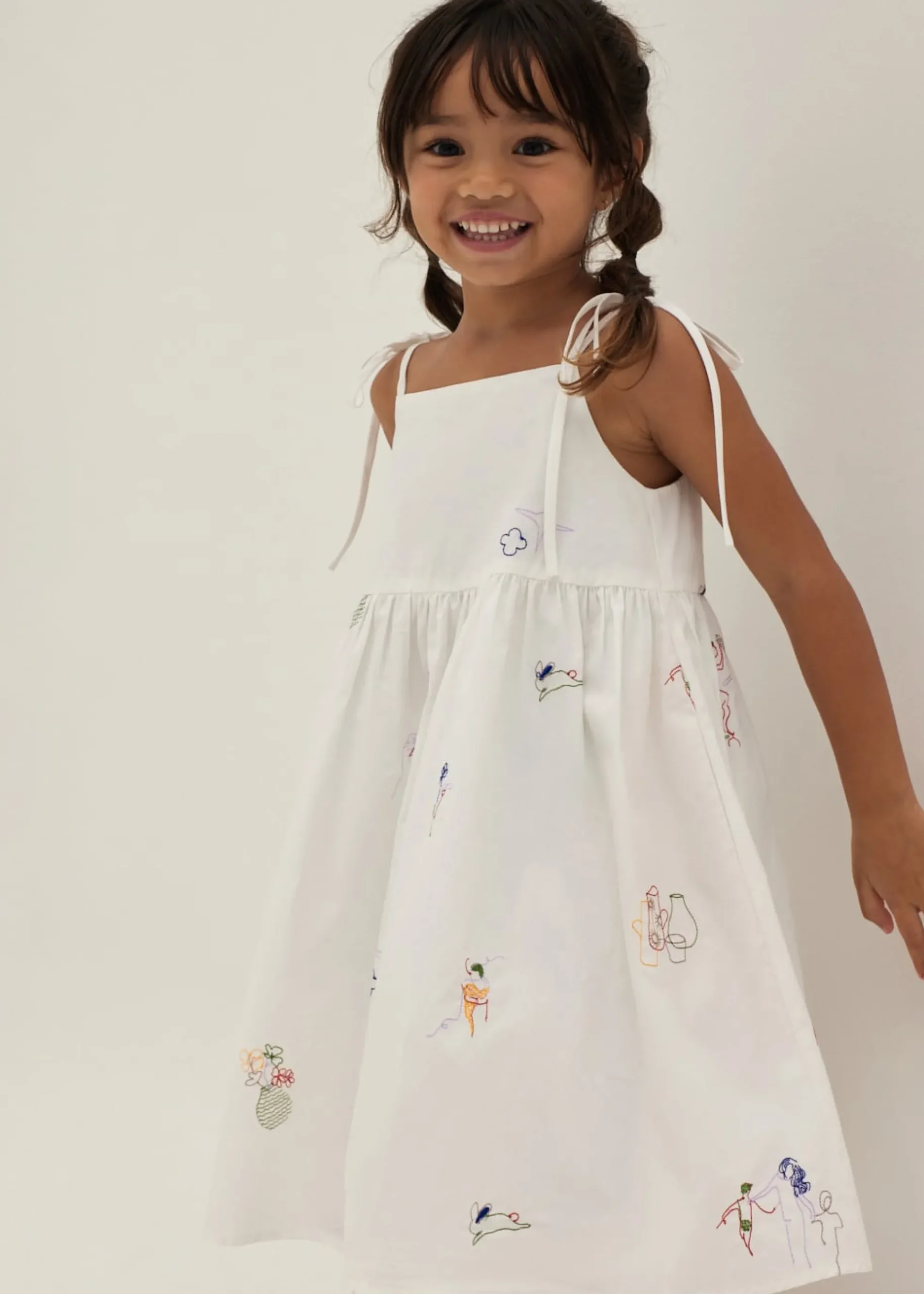 Julie Embroidered Trapeze Dress in Humble Abode