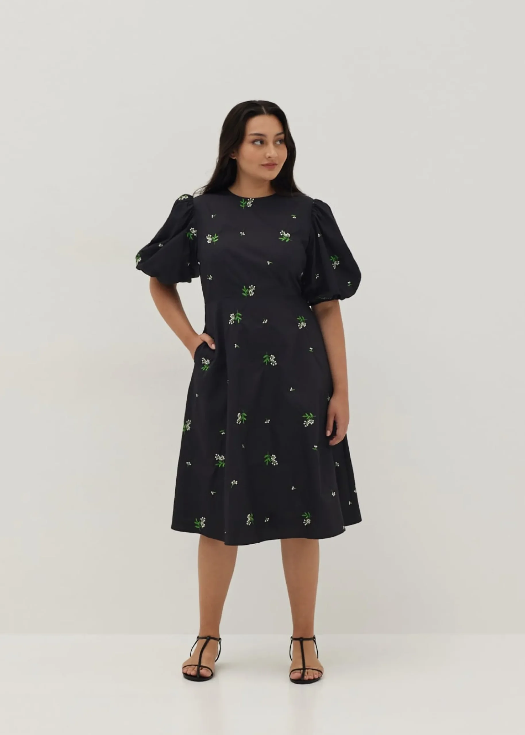 Juliet Padded Embroidered Open Back Dress