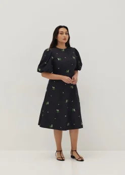 Juliet Padded Embroidered Open Back Dress
