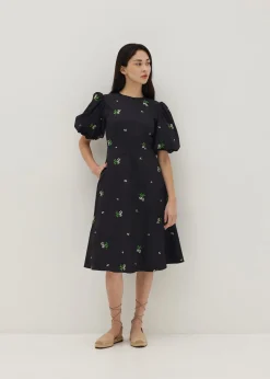 Juliet Padded Embroidered Open Back Dress