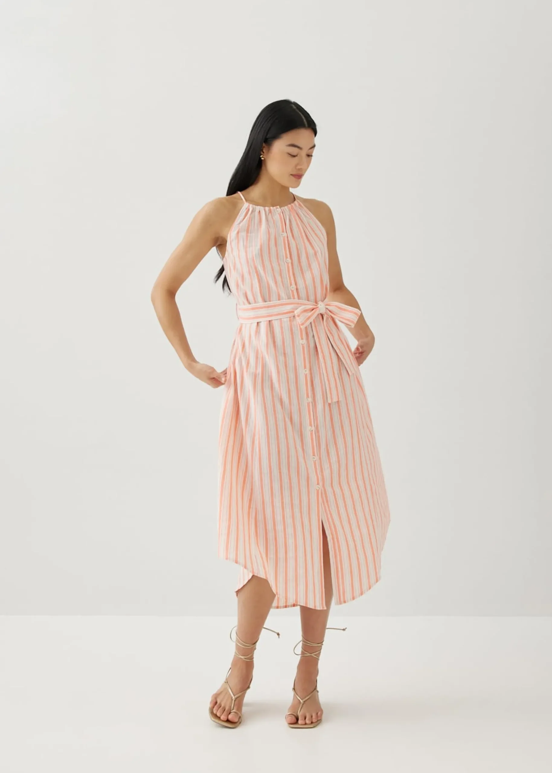 Juna Linen Trapeze Midi Dress