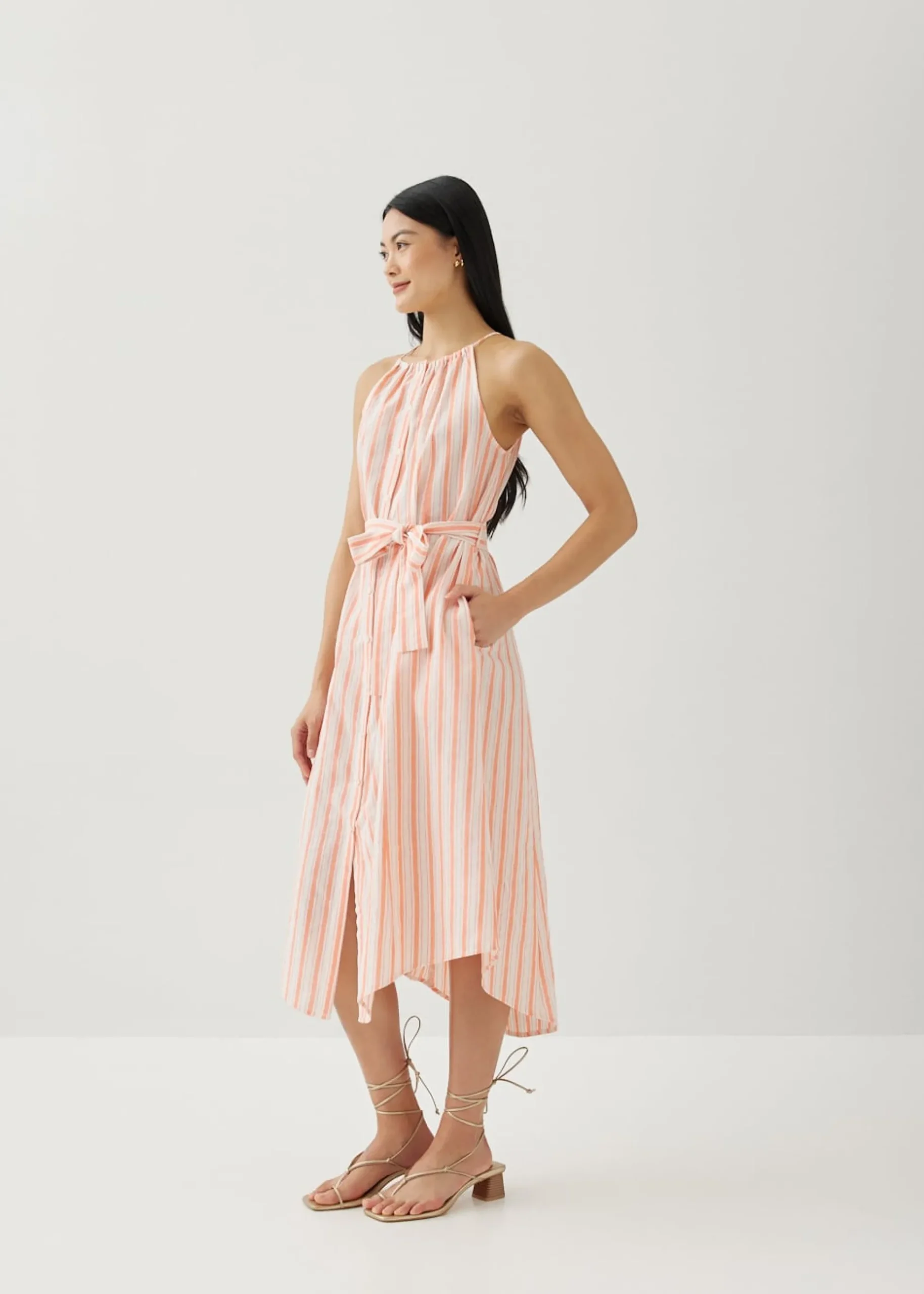 Juna Linen Trapeze Midi Dress