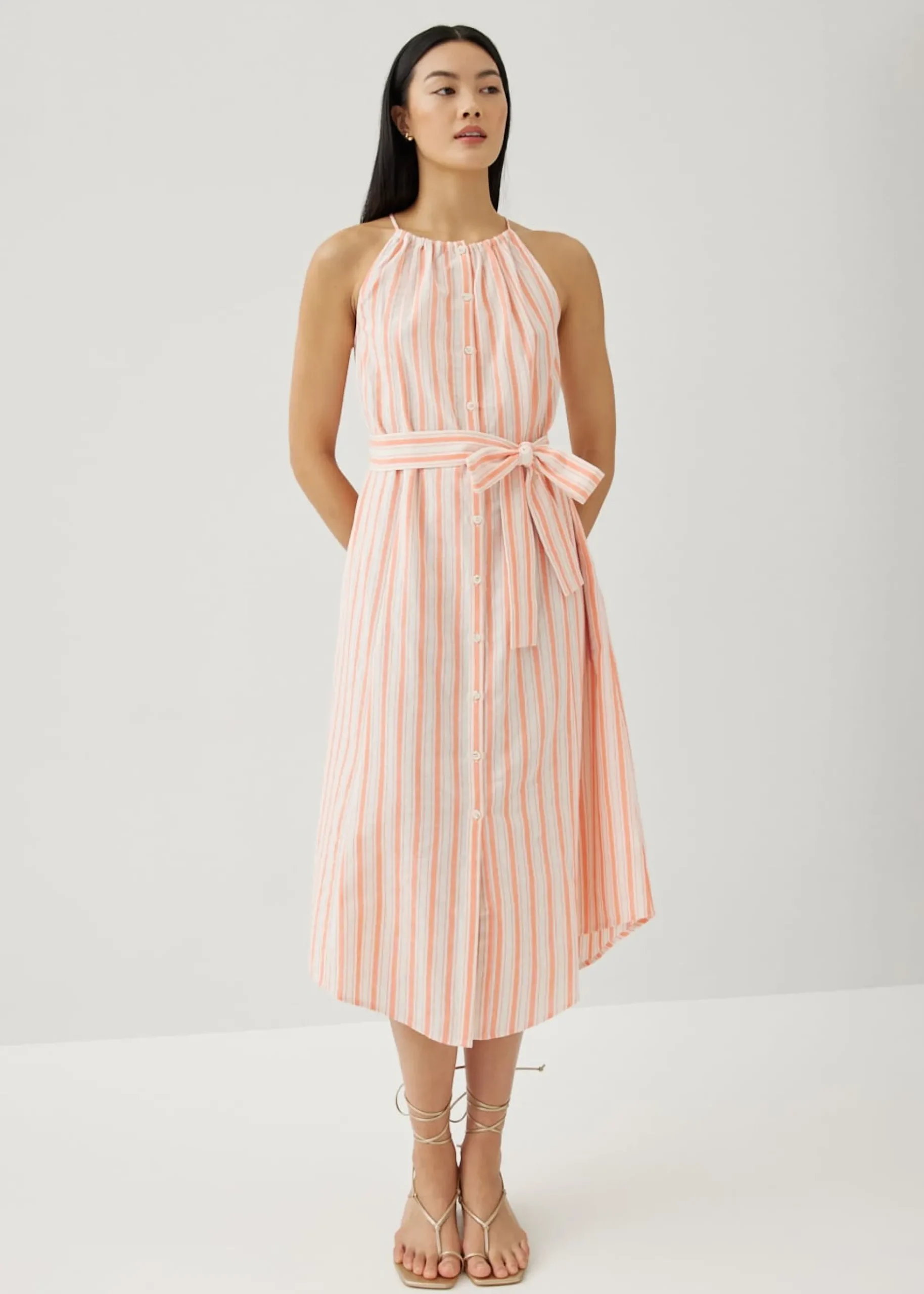 Juna Linen Trapeze Midi Dress