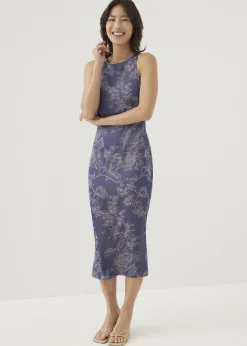 Kalani Satin Column Midi Dress in Opulent Florals