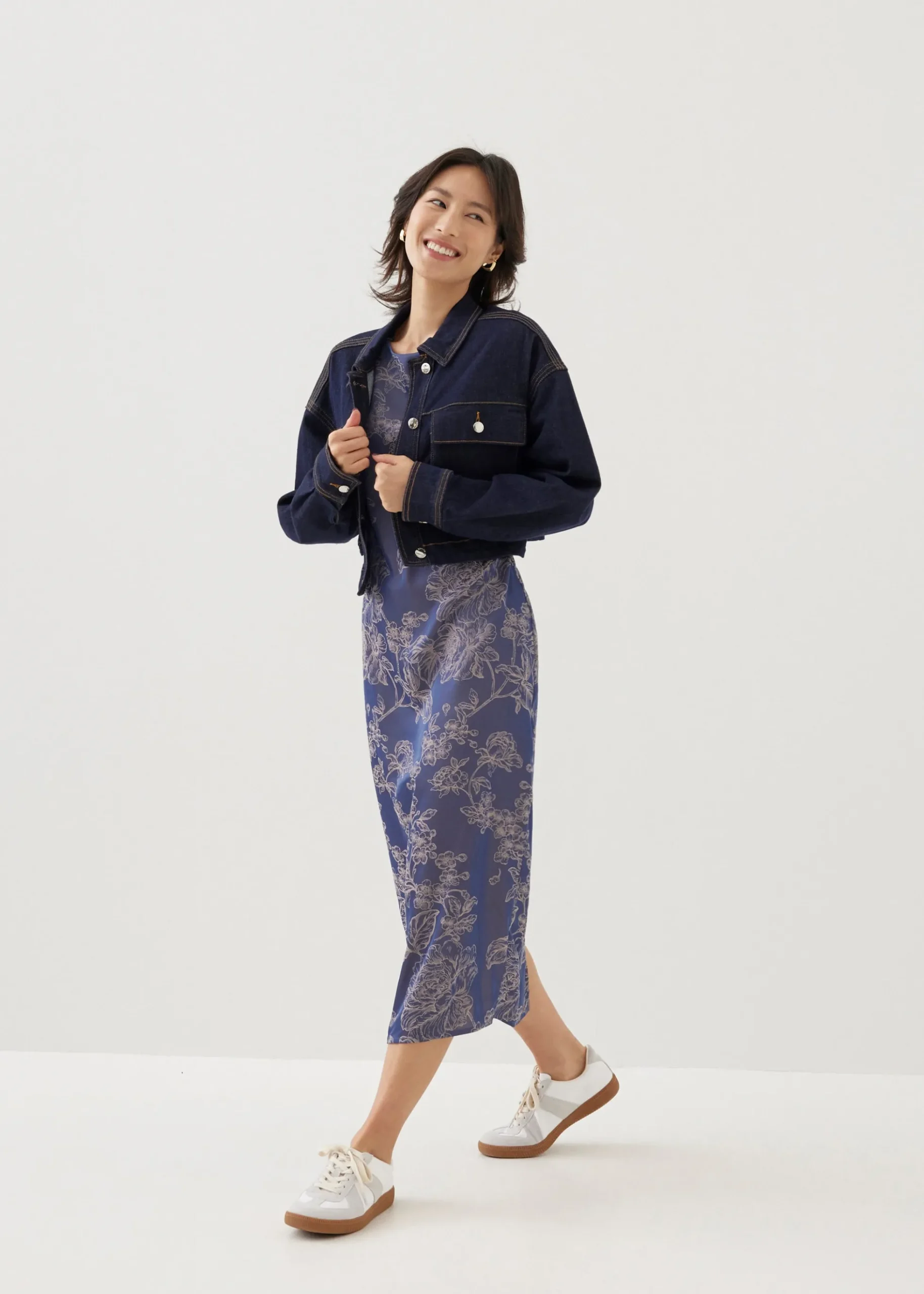 Kalani Satin Column Midi Dress in Opulent Florals