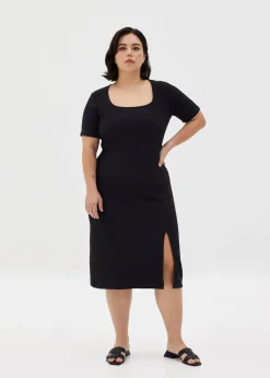 Kalise Square Neck Ribbed Dress