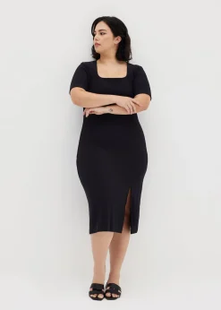 Kalise Square Neck Ribbed Dress