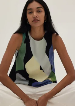 Kamila Pleat Shell Top in Joyous Affair