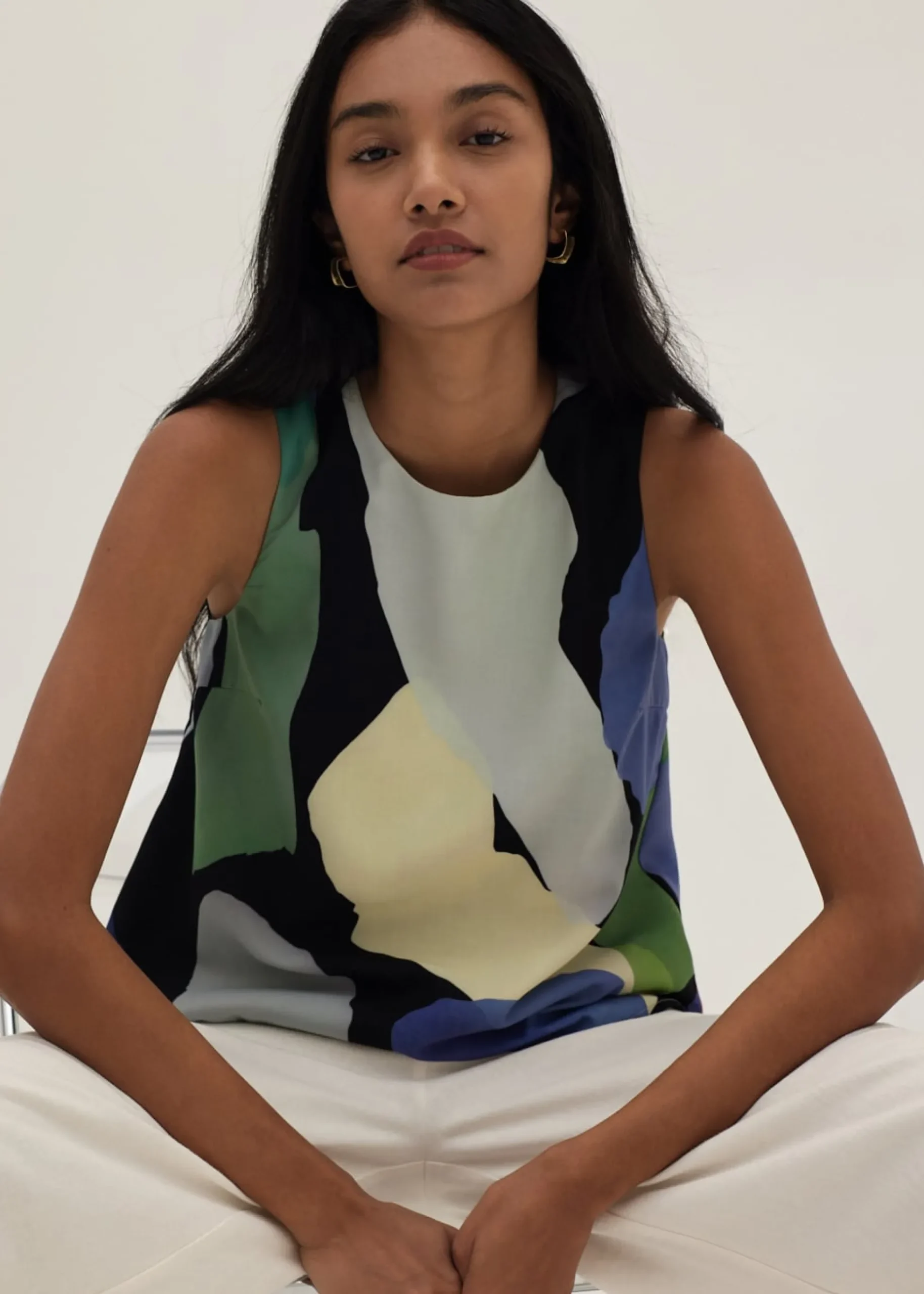 Kamila Pleat Shell Top in Joyous Affair