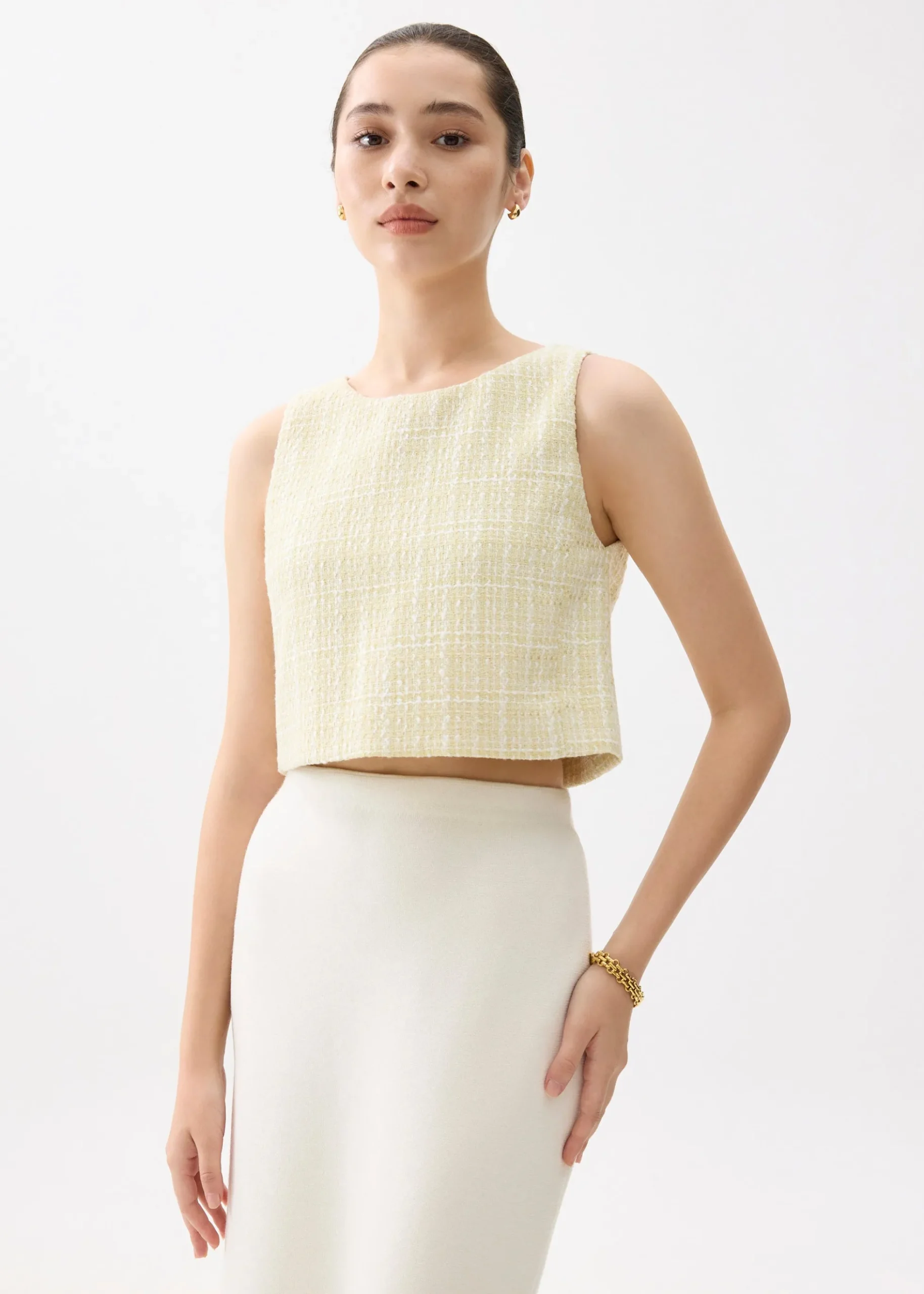 Kaori Tweed Crop Shell Top