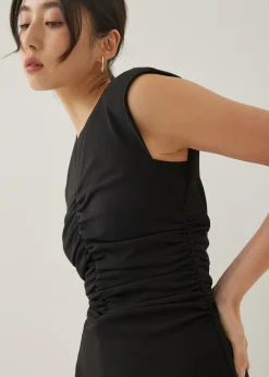Karolin Shoulder Padded Column Midi Dress