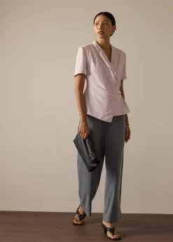 Karyssa Crepe Drape V-neck Blazer Top