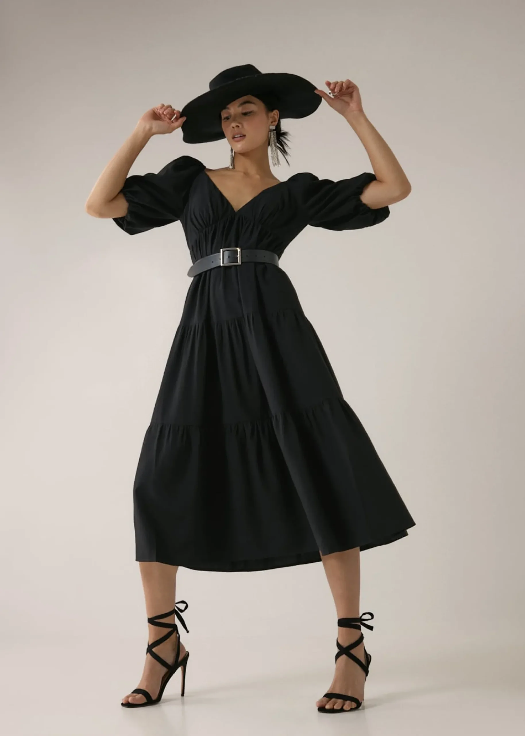 Katrine Padded Tiered Maxi Dress