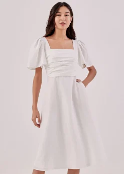 Kavena Textured Pleat Front Dress