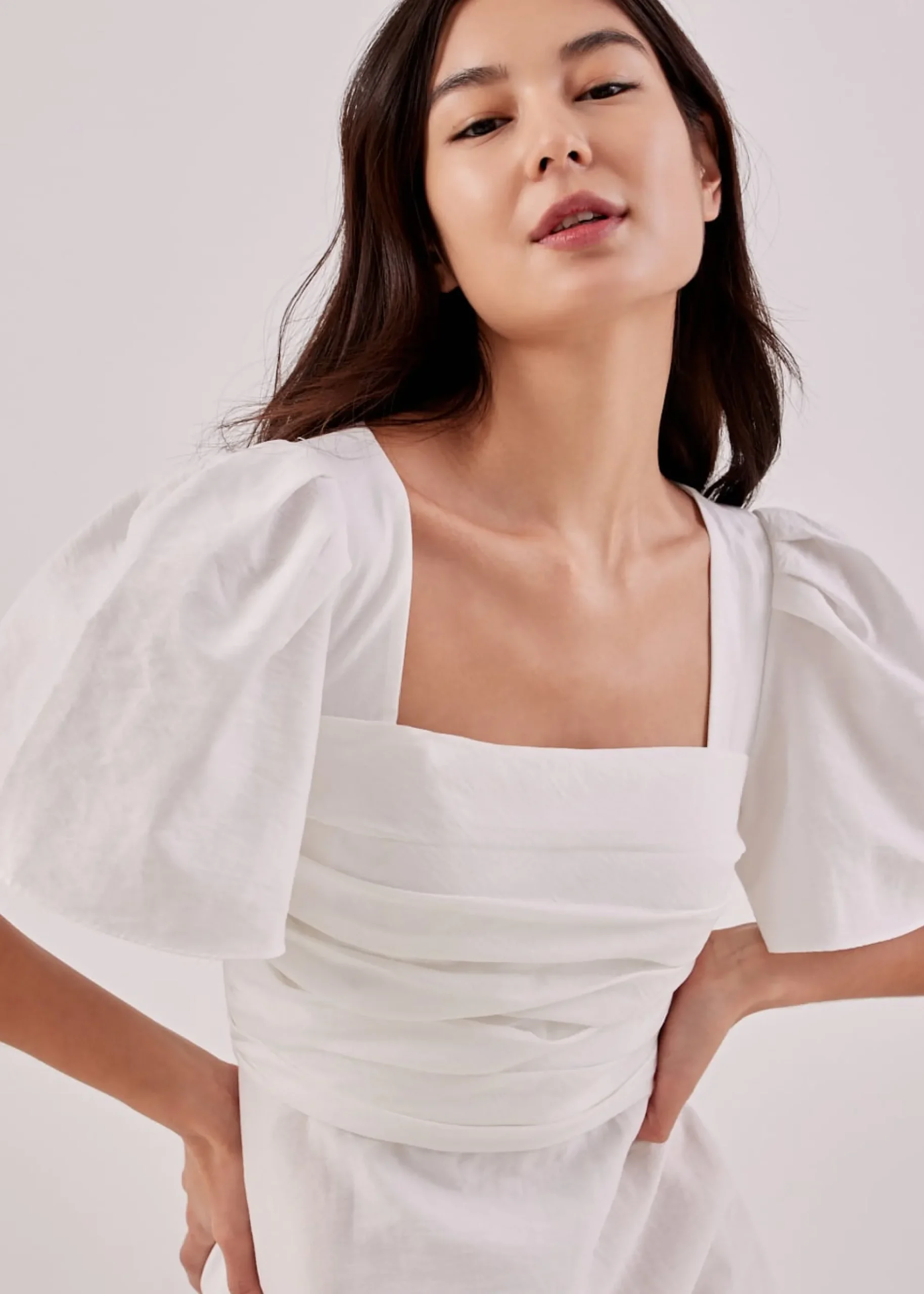 Kavena Textured Pleat Front Dress