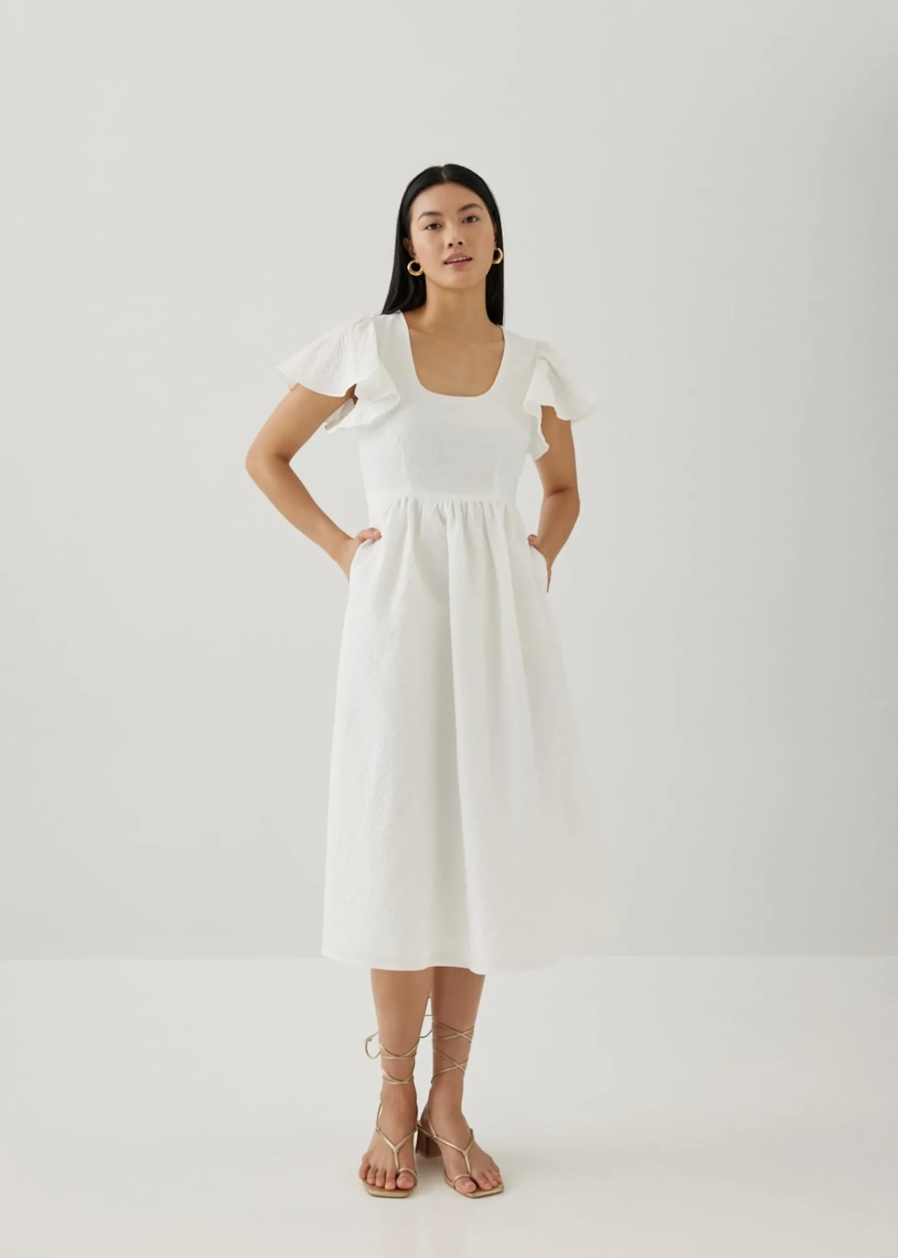 Keira Textured Fit & Flare Midi Dress