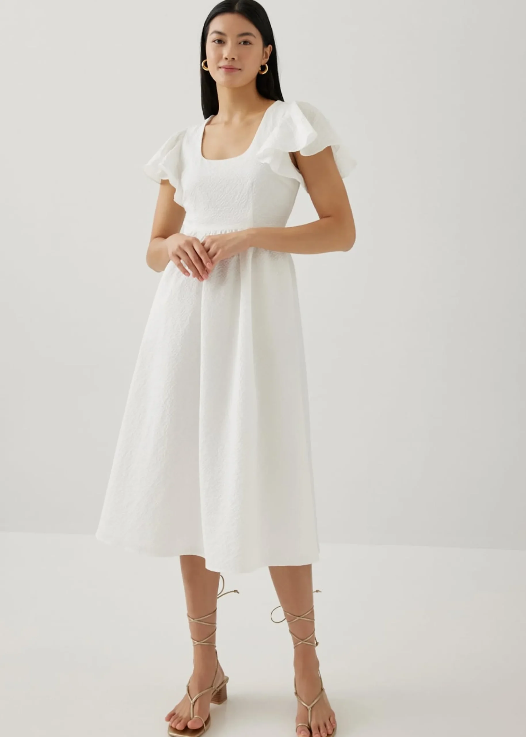 Keira Textured Fit & Flare Midi Dress
