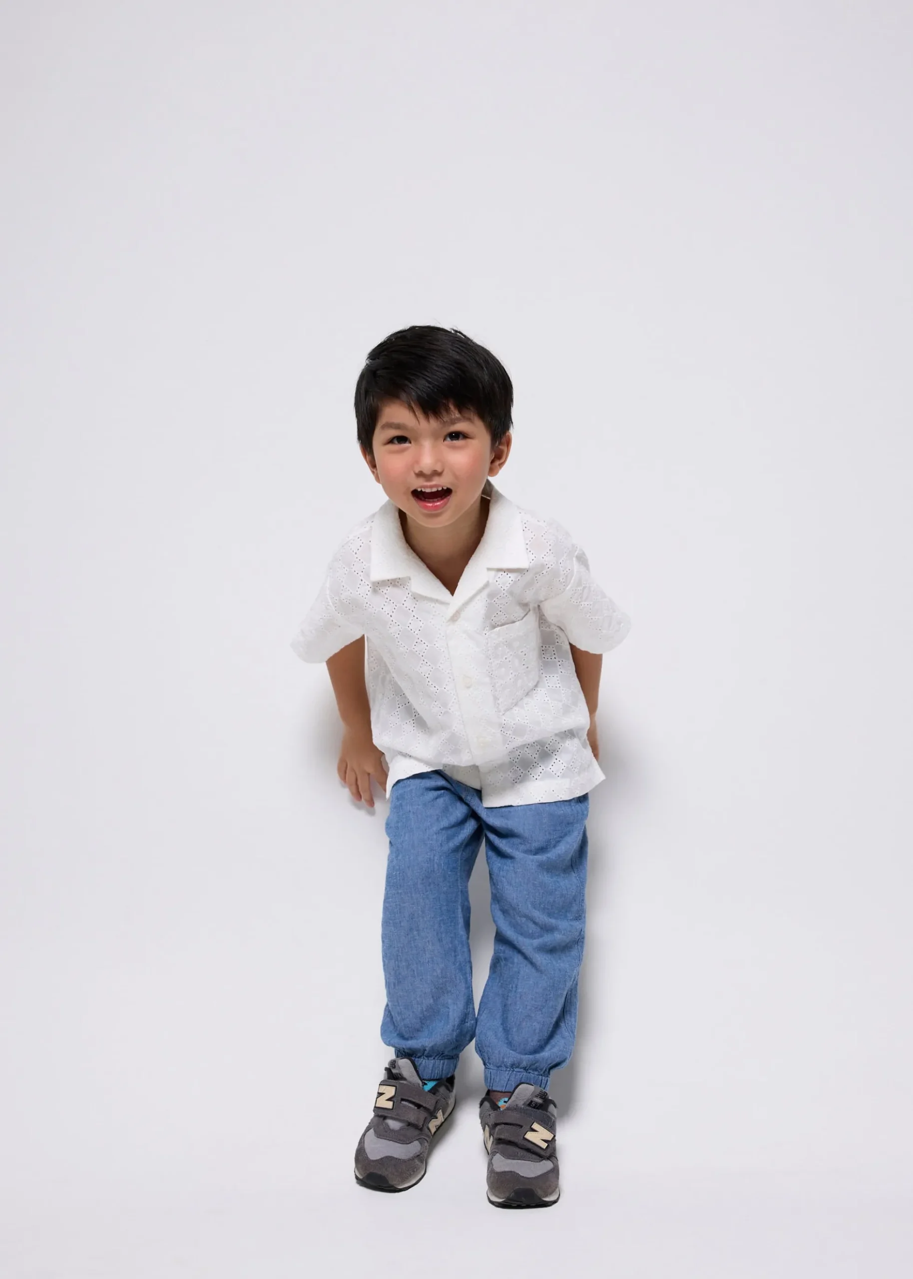 Kids' Broderie Relaxed Collared Shirt