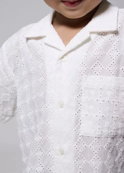Kids' Broderie Relaxed Collared Shirt
