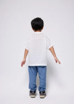 Kids' Broderie Relaxed Collared Shirt