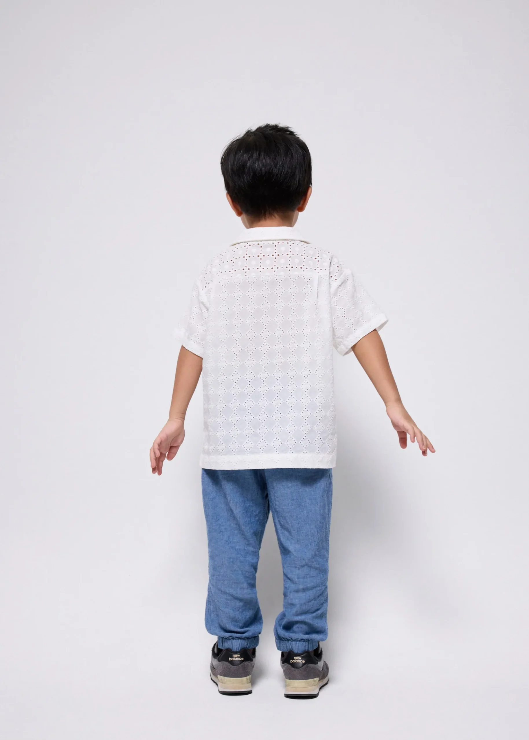 Kids' Broderie Relaxed Collared Shirt