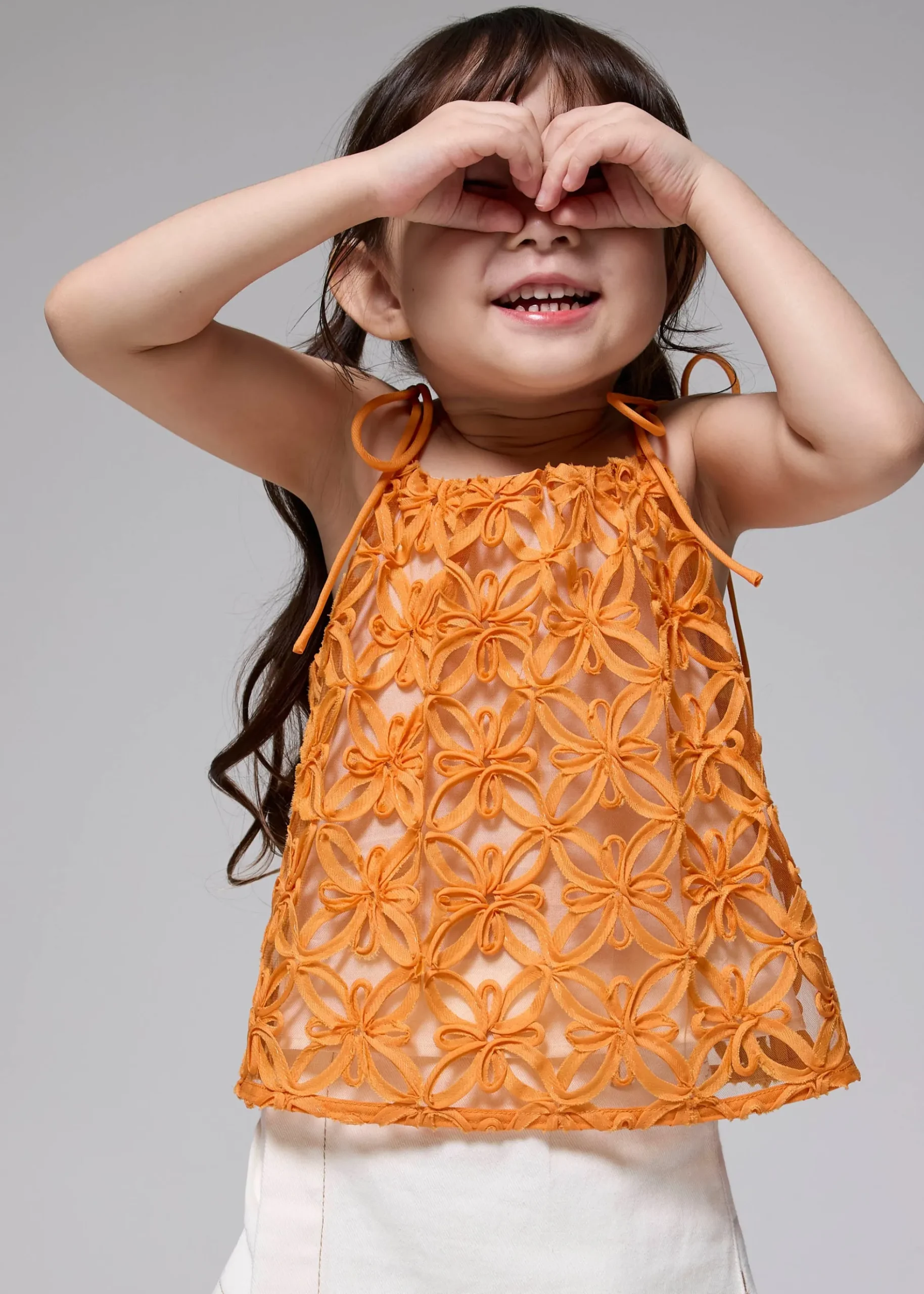 Kids' Lace Trapeze Tie Shoulder Top