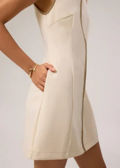 Kimi Contrast Piping Notch A-line Mini Dress