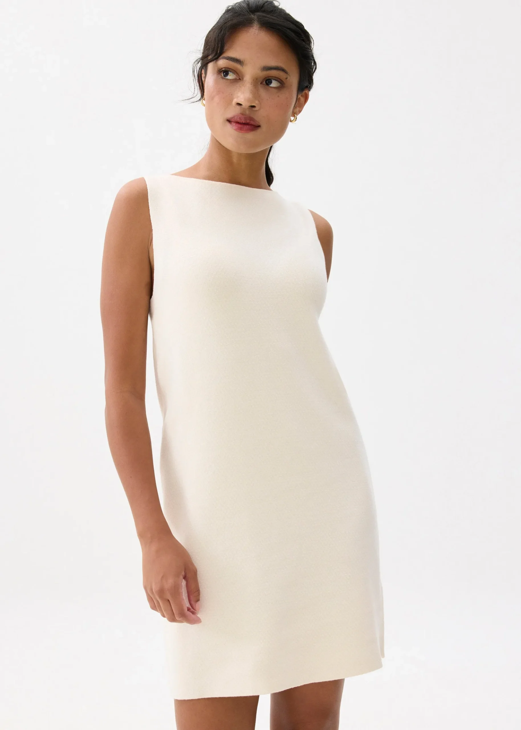 Knit Boat Neck Shift Mini Dress