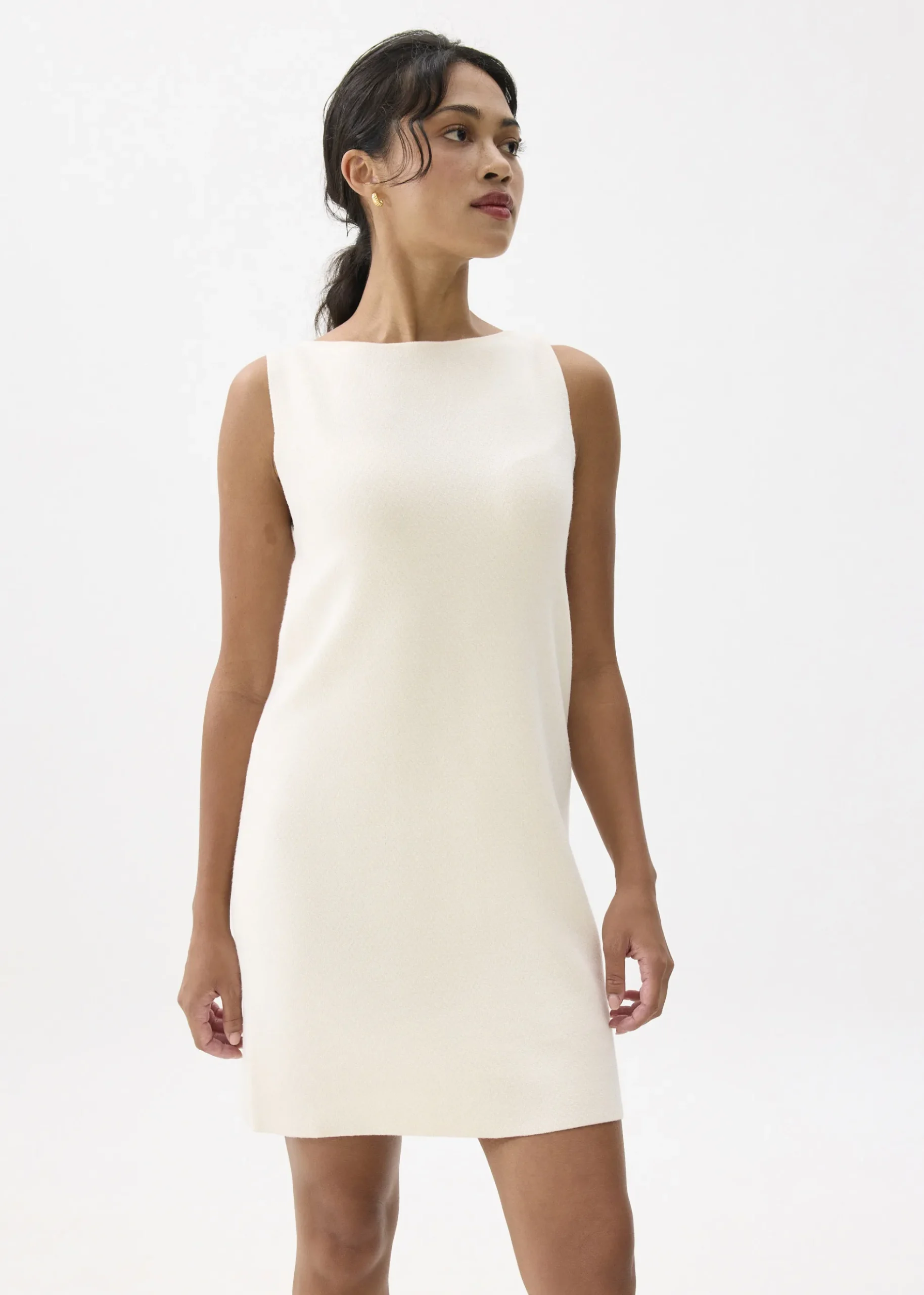 Knit Boat Neck Shift Mini Dress
