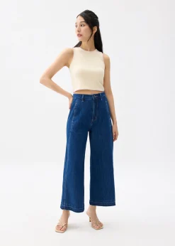 Knit Contrast Stitch Crop Tank Top