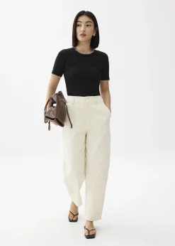 Knit Fitted Contrast Stitch Tee