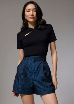 Knit Fitted Mandarin Collar Top