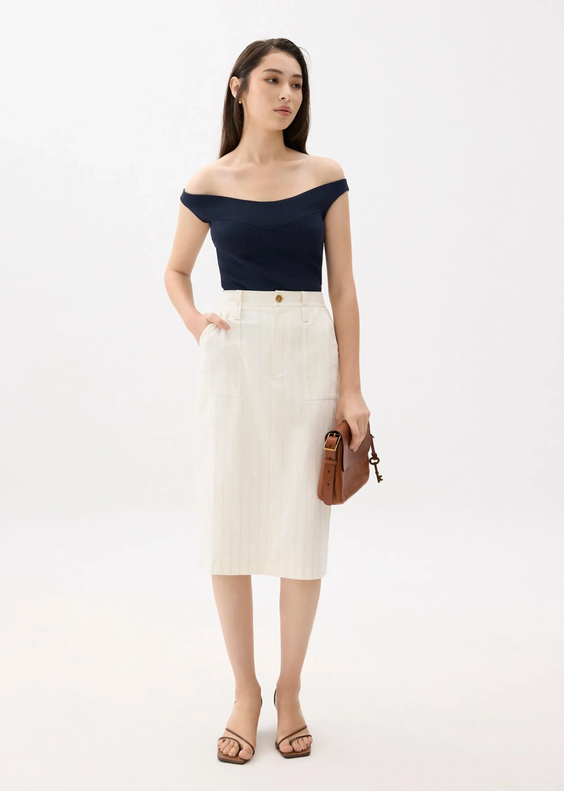 Knit Fitted Off Shoulder Top