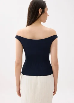 Knit Fitted Off Shoulder Top