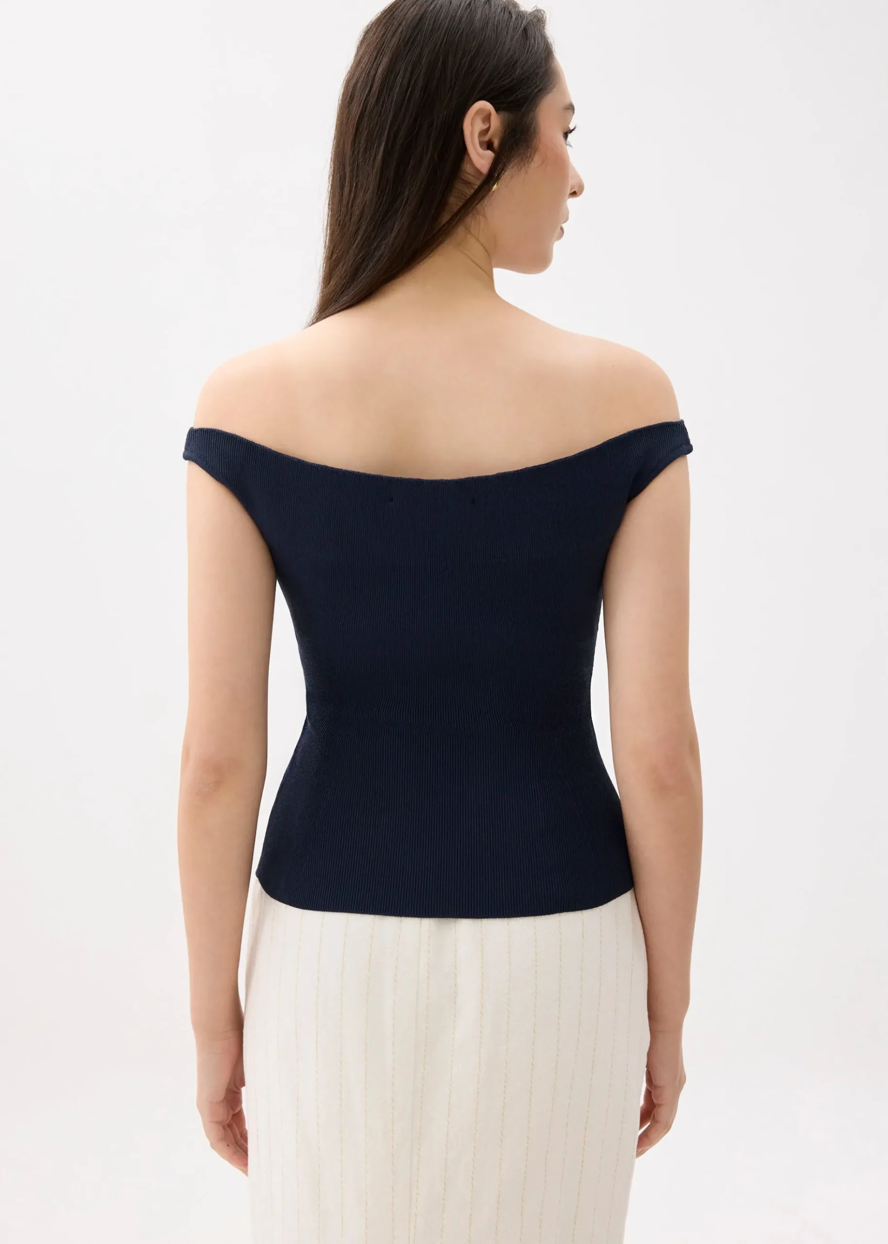 Knit Fitted Off Shoulder Top