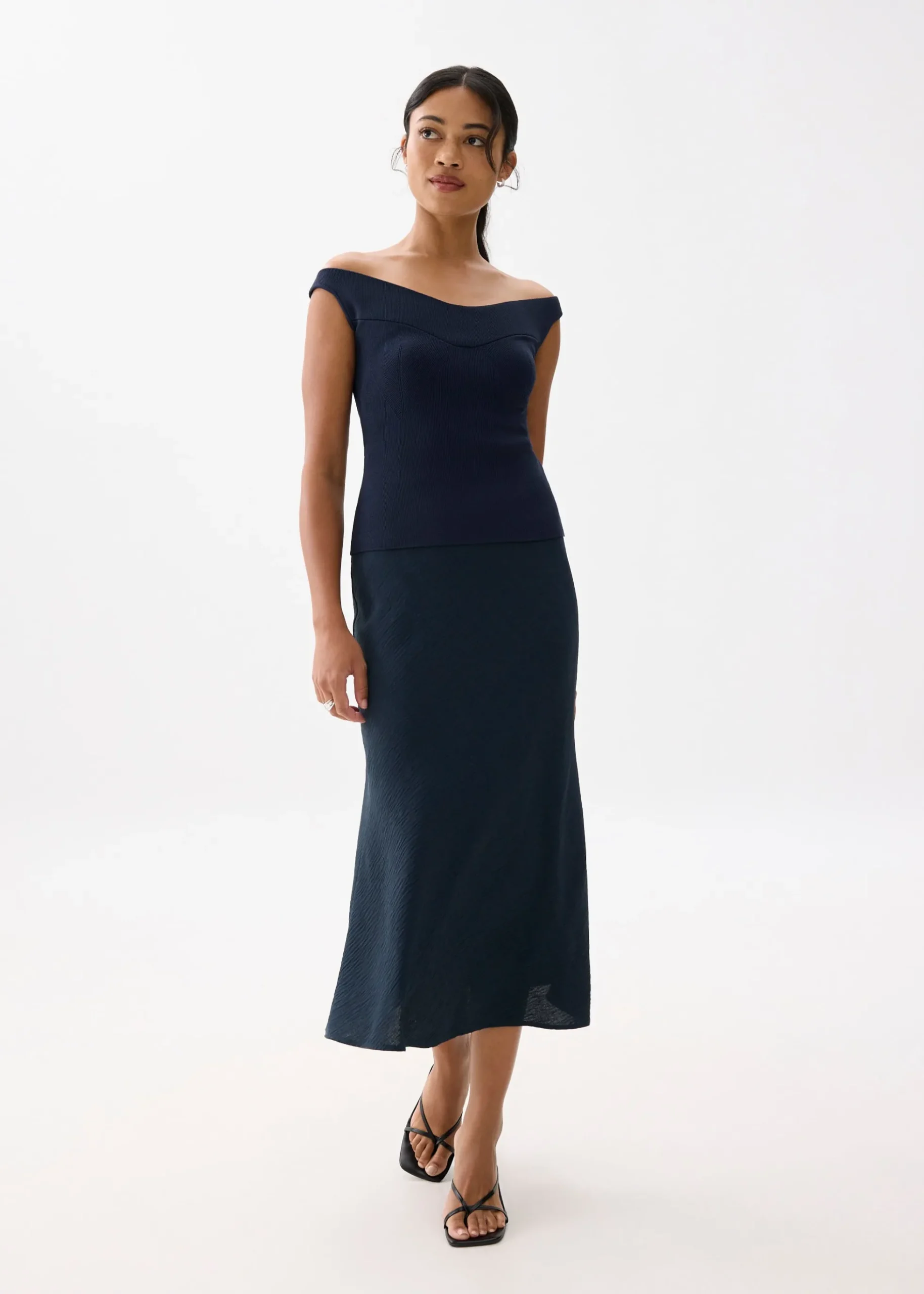 Knit Fitted Off Shoulder Top