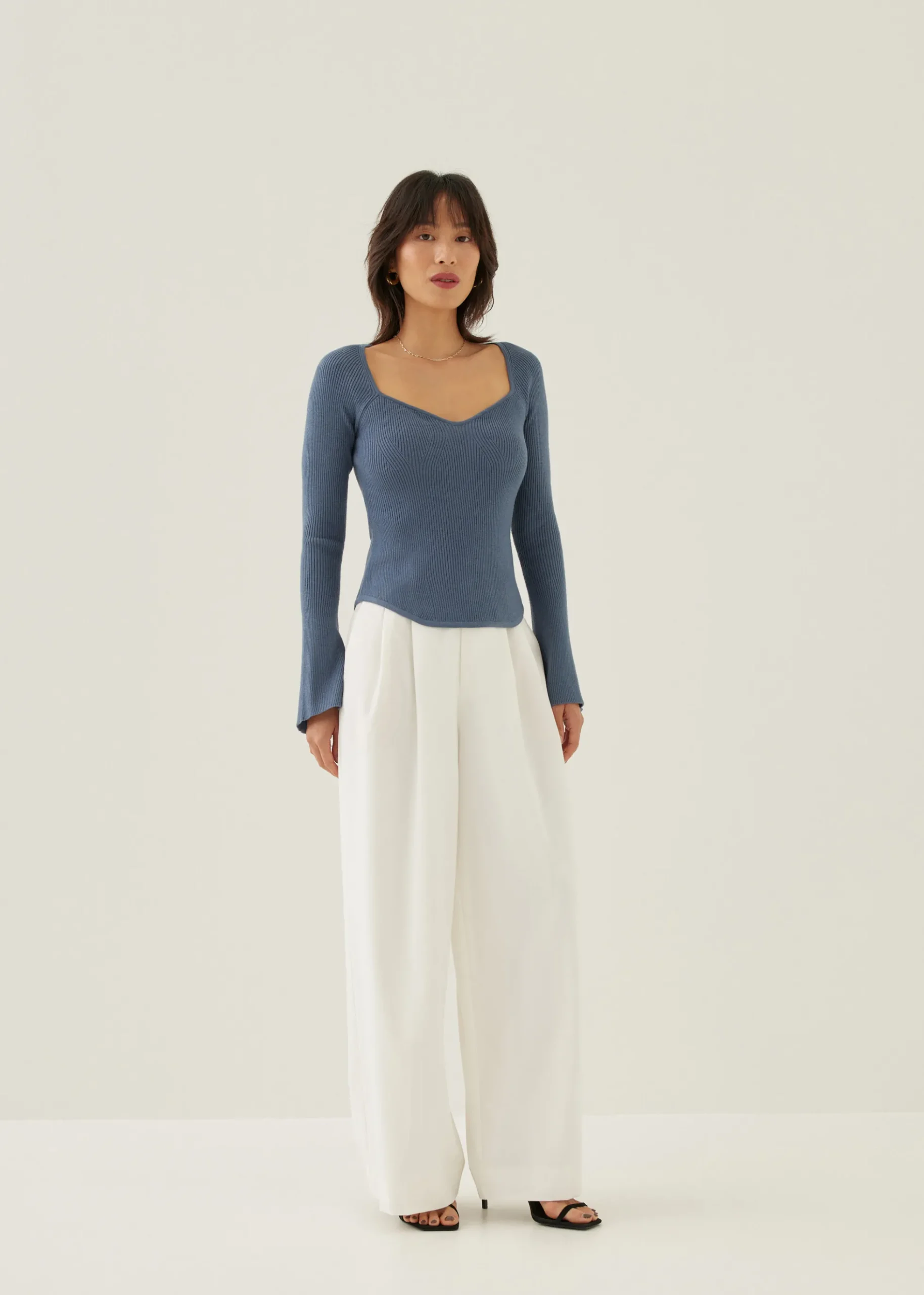 Knit Fitted Sweetheart Top