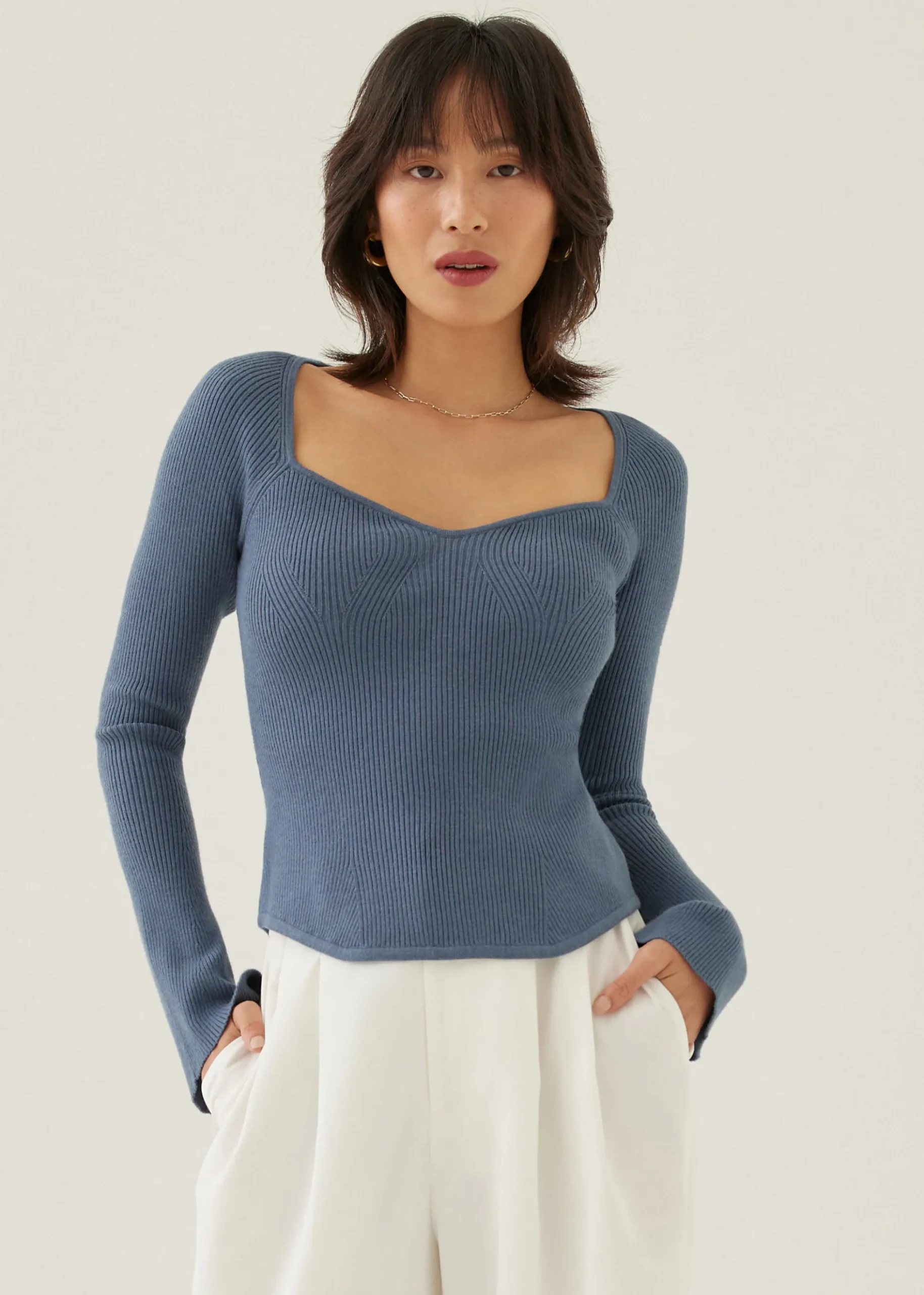 Knit Fitted Sweetheart Top