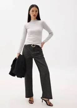 Knit High Neck Scallop Top
