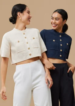 Knit Round Neck Crop Blouse