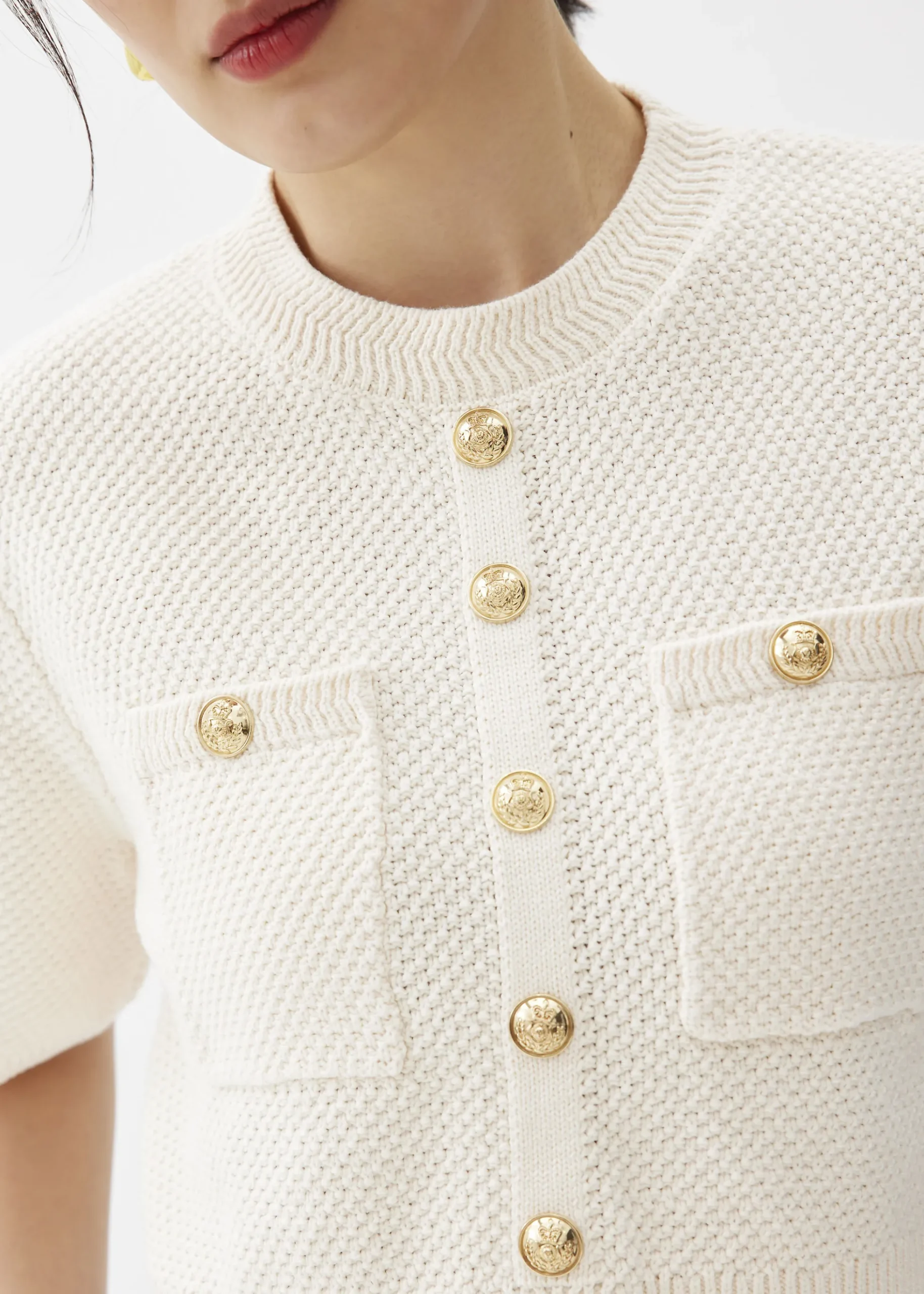 Knit Round Neck Crop Blouse