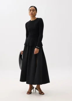 Knit Round Neck Peplum Top